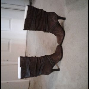 Brown high heel boots